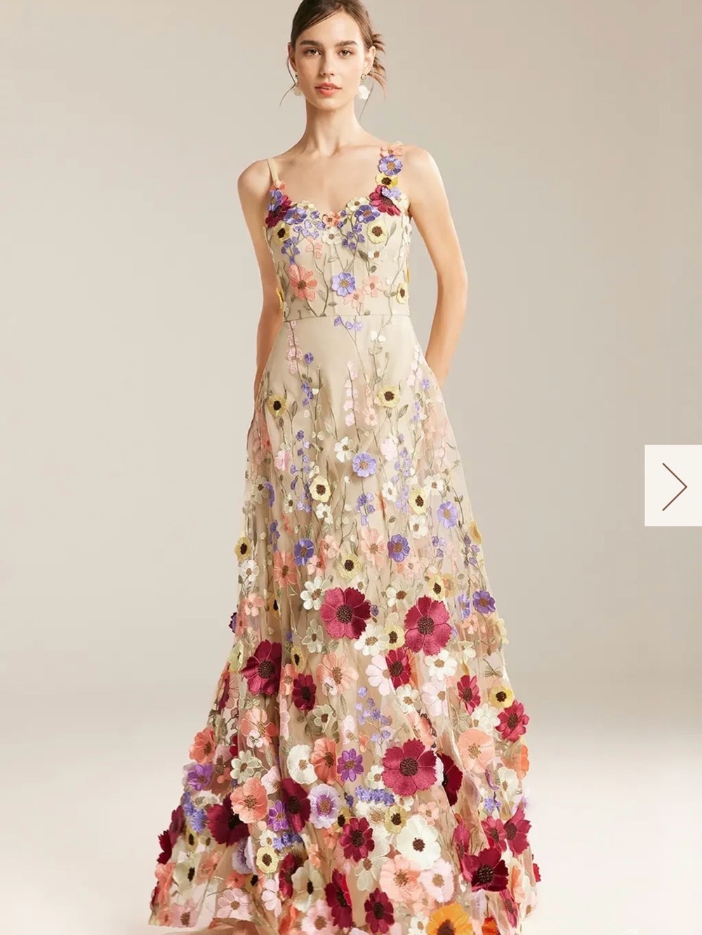 🌸 AW BRIDAL “ALISON” 3D FLORAL TULLE MAXI DRESS 🌸